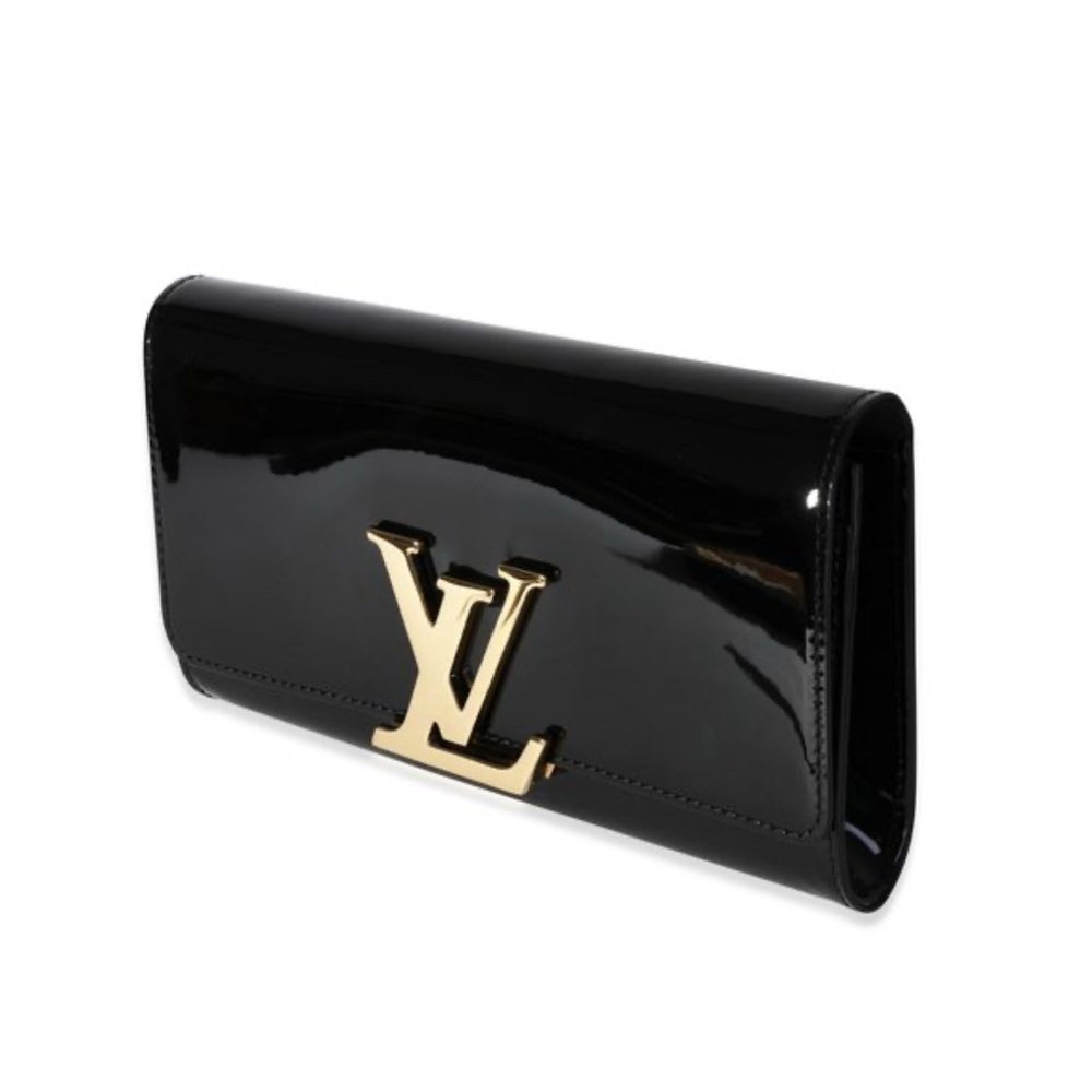 Louis Vuitton Louise GM Clutch Black Vernis Patent Leather Gold LV